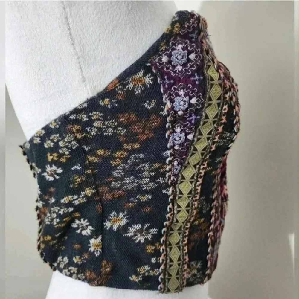 NWT Free People Whimsy Fairycore Woodstock Romantic Velvet Crop Eleni Tube Top L - Picture 7 of 10